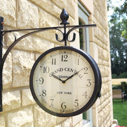 Large Black Double Faced Outdoor Station Clock - Befez