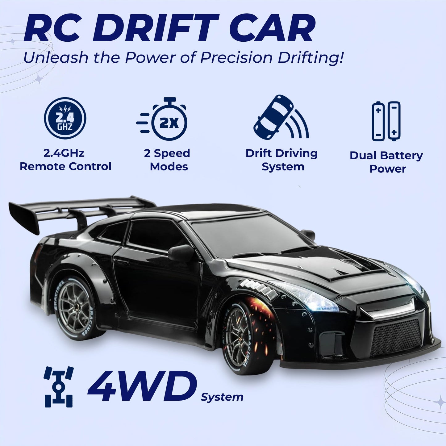 Fast RC Drift Car with LED Lights and 4WD