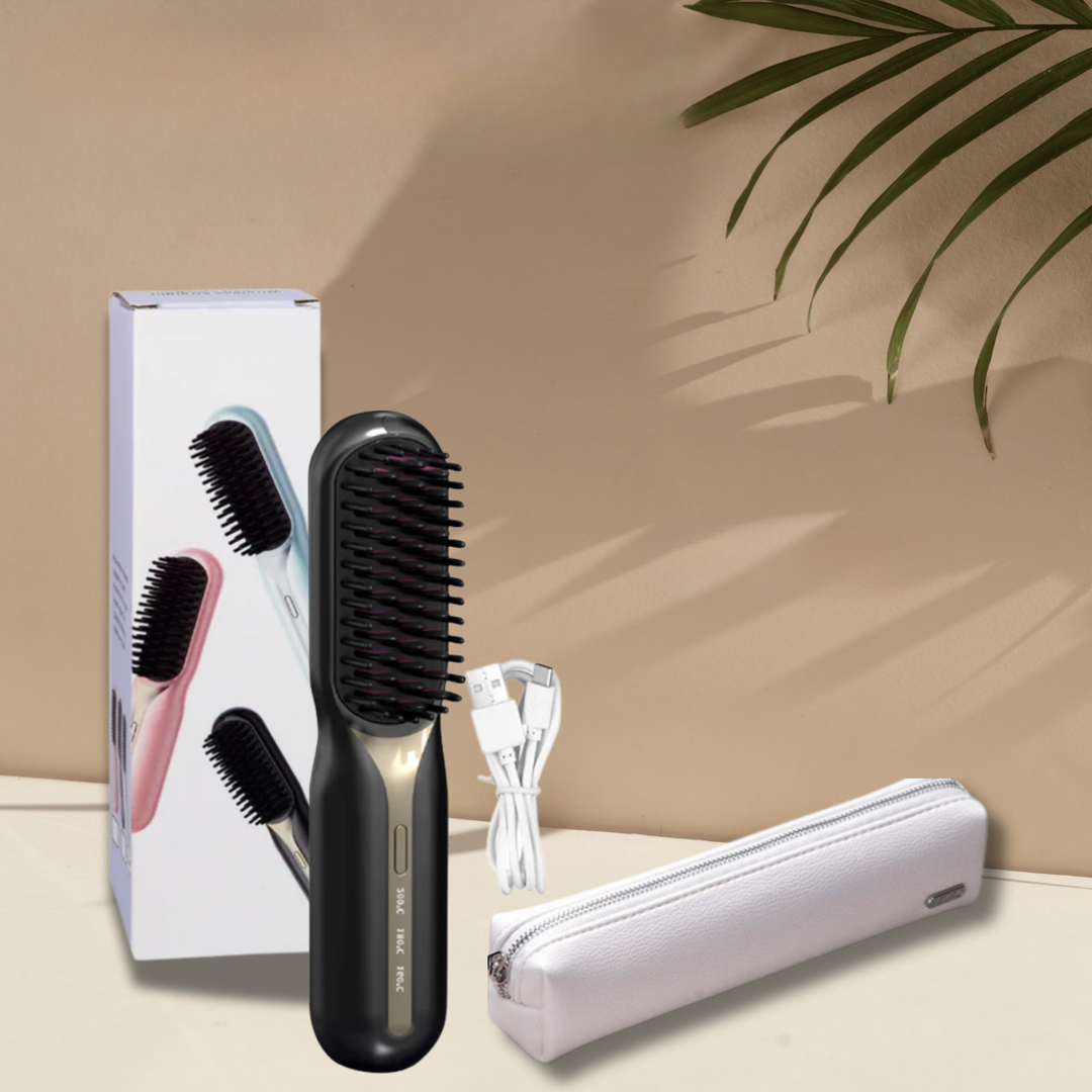 Portable Cordless Hair Straightening Curling Brush