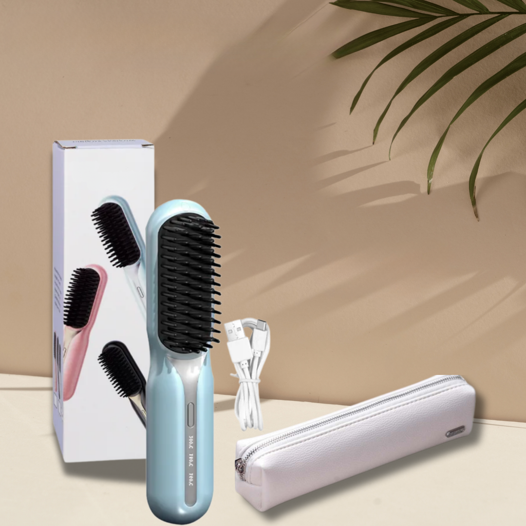 Portable Cordless Hair Straightening Curling Brush