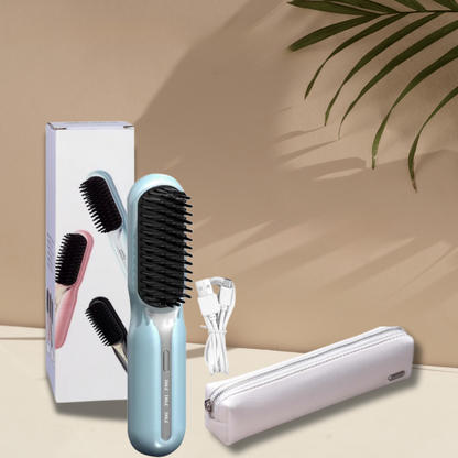 Portable Cordless Hair Straightening Curling Brush