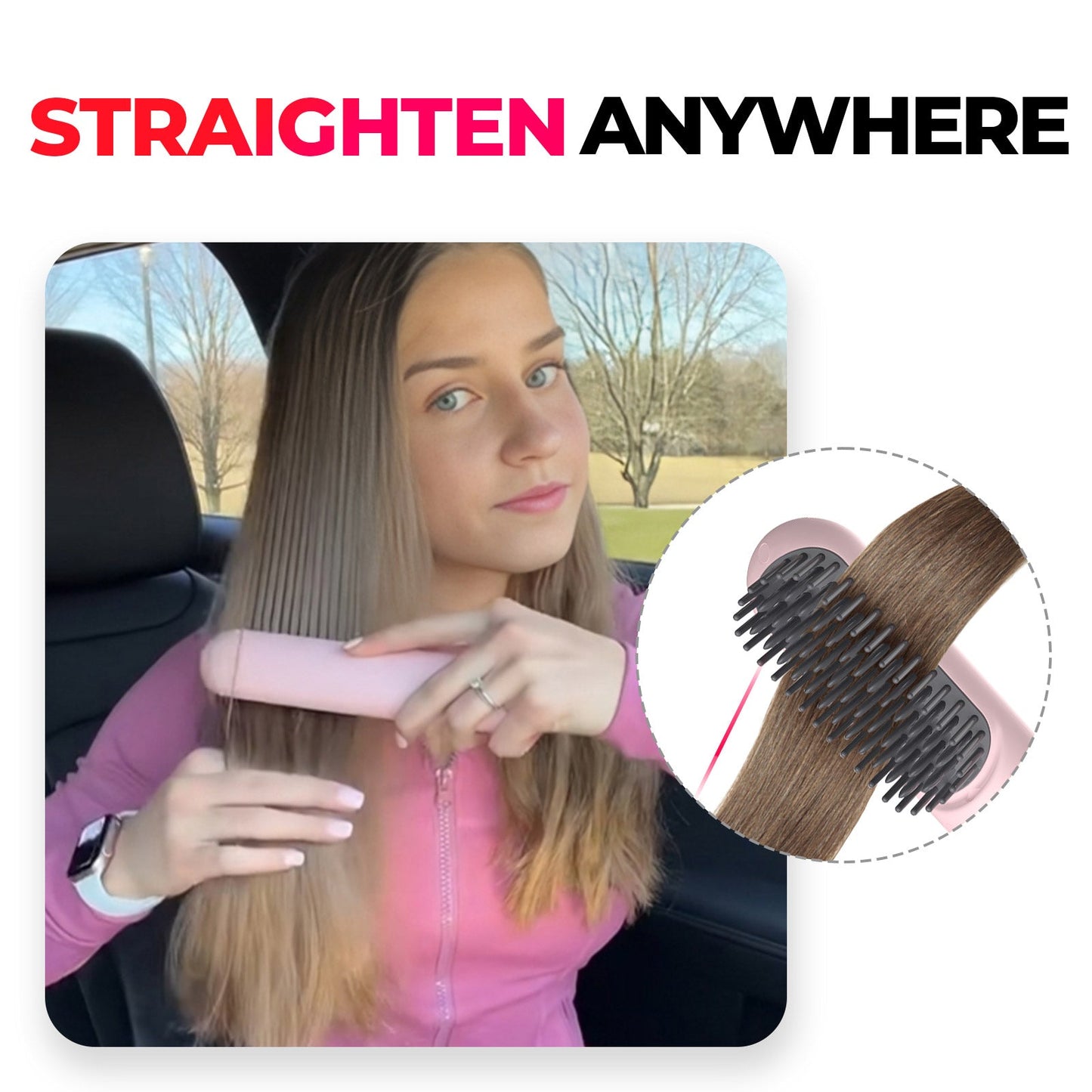 Portable Cordless Hair Straightening Curling Brush