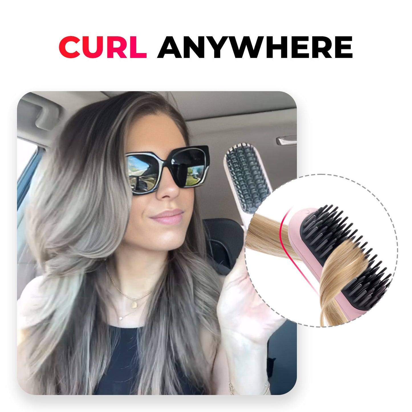 Portable Cordless Hair Straightening Curling Brush