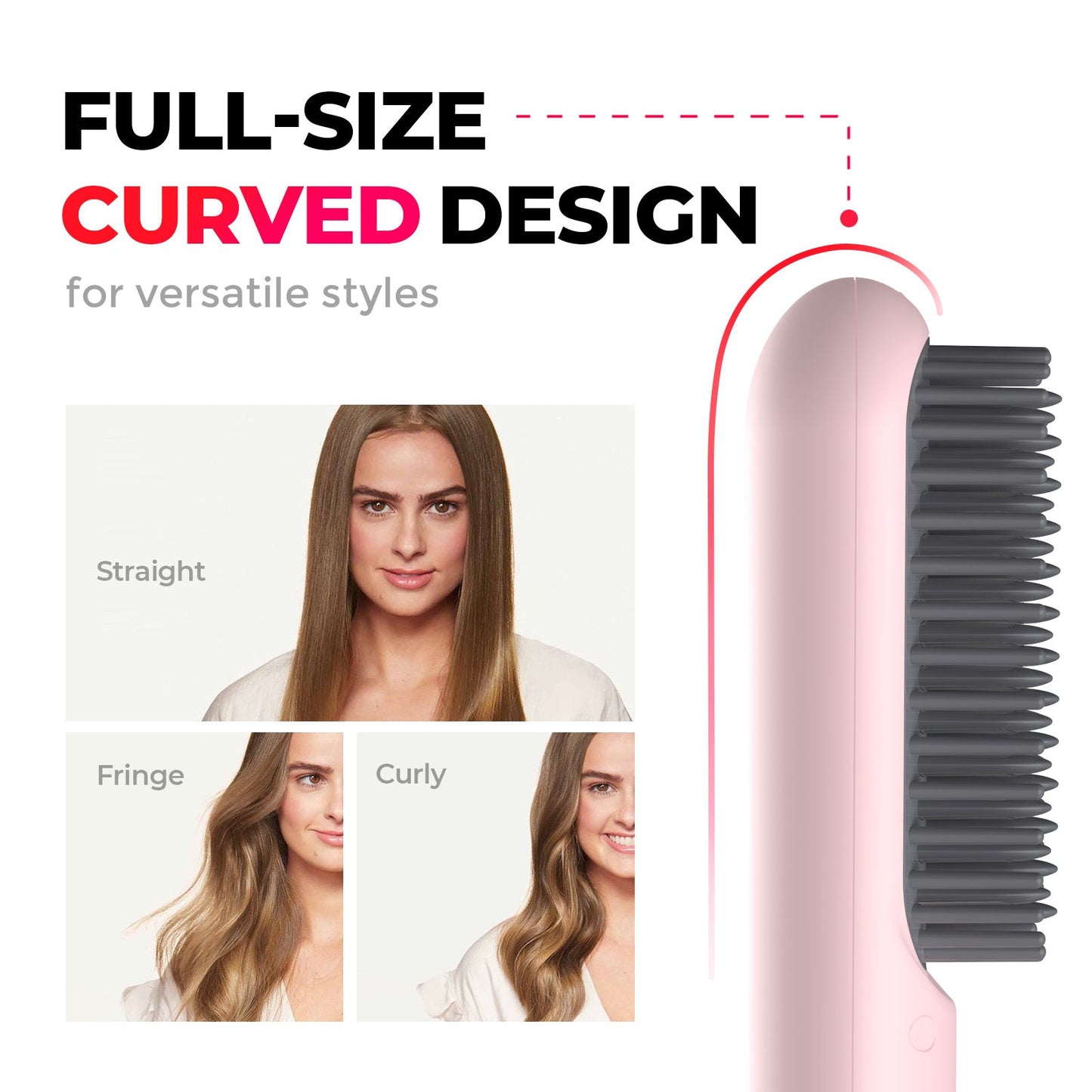 Portable Cordless Hair Straightening Curling Brush