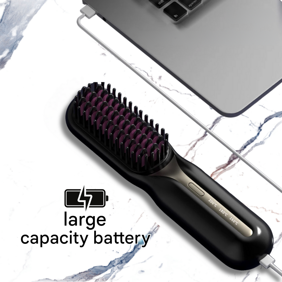 Portable Cordless Hair Straightening Curling Brush
