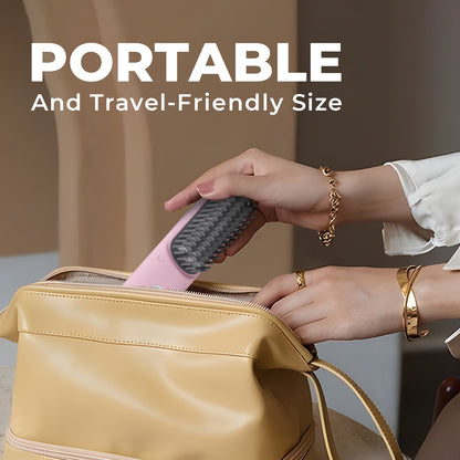 Portable Cordless Hair Straightening Curling Brush