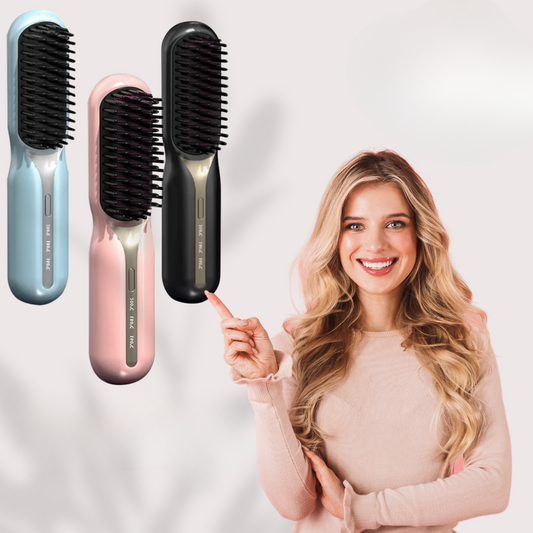 Portable Cordless Hair Straightening Curling Brush - Befez