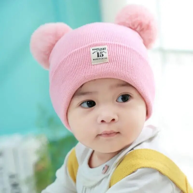 Colorful Childrens Beanie with Fuzzy Pom Pom - Befez