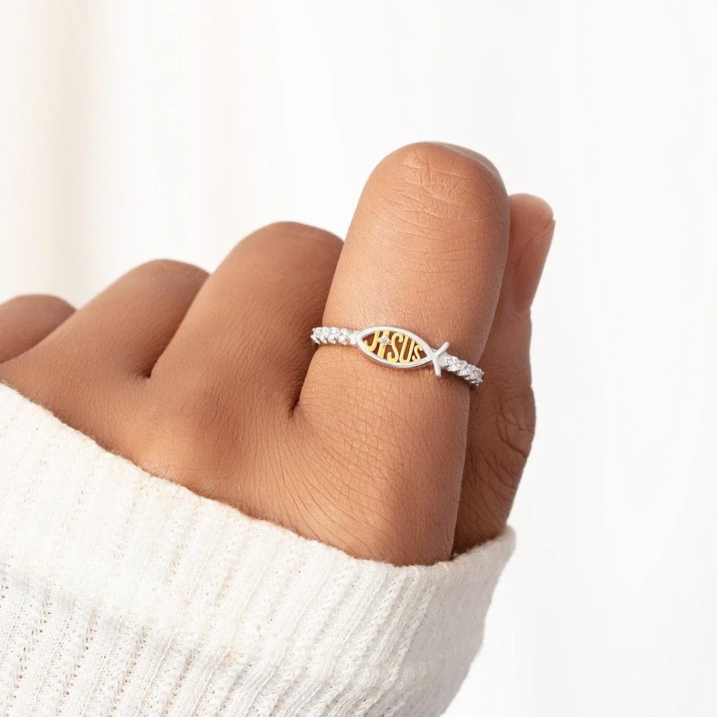 Religious Jesus Ring, Copper Faith Necklace