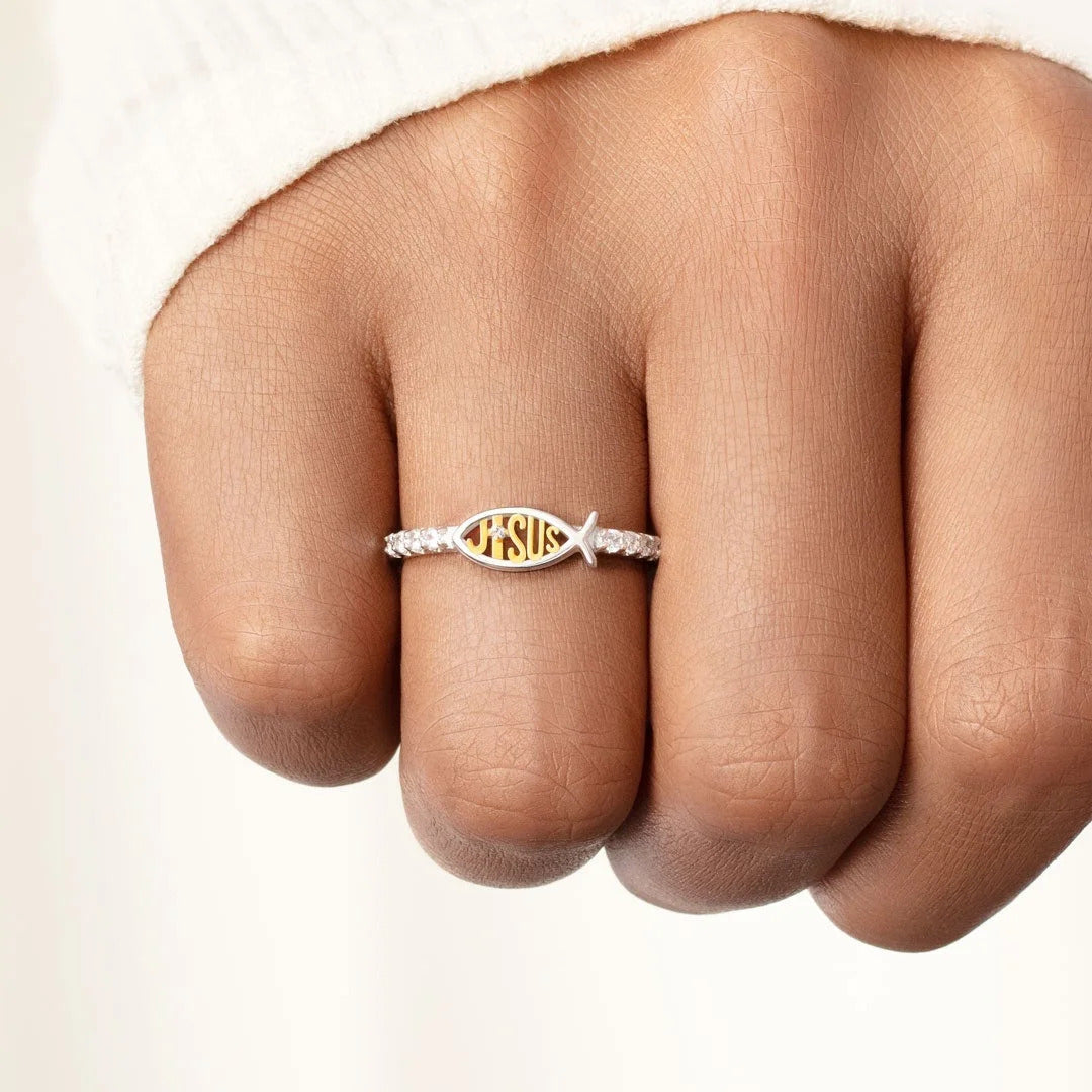 Religious Jesus Ring, Copper Faith Necklace