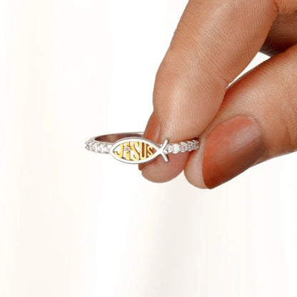 Religious Jesus Ring, Copper Faith Necklace