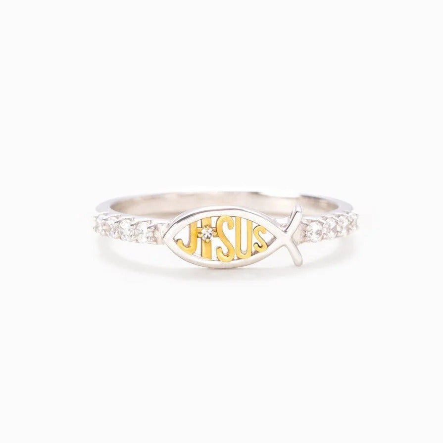 Religious Jesus Ring, Copper Faith Necklace