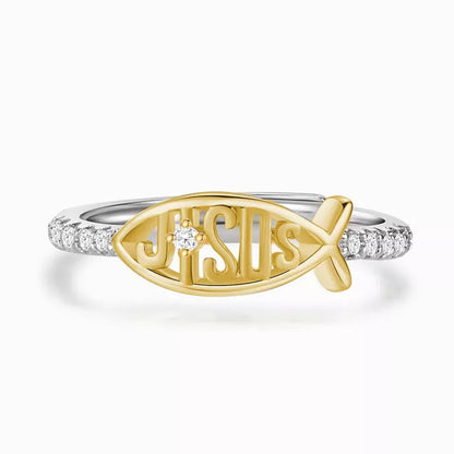 Religious Jesus Ring, Copper Faith Necklace