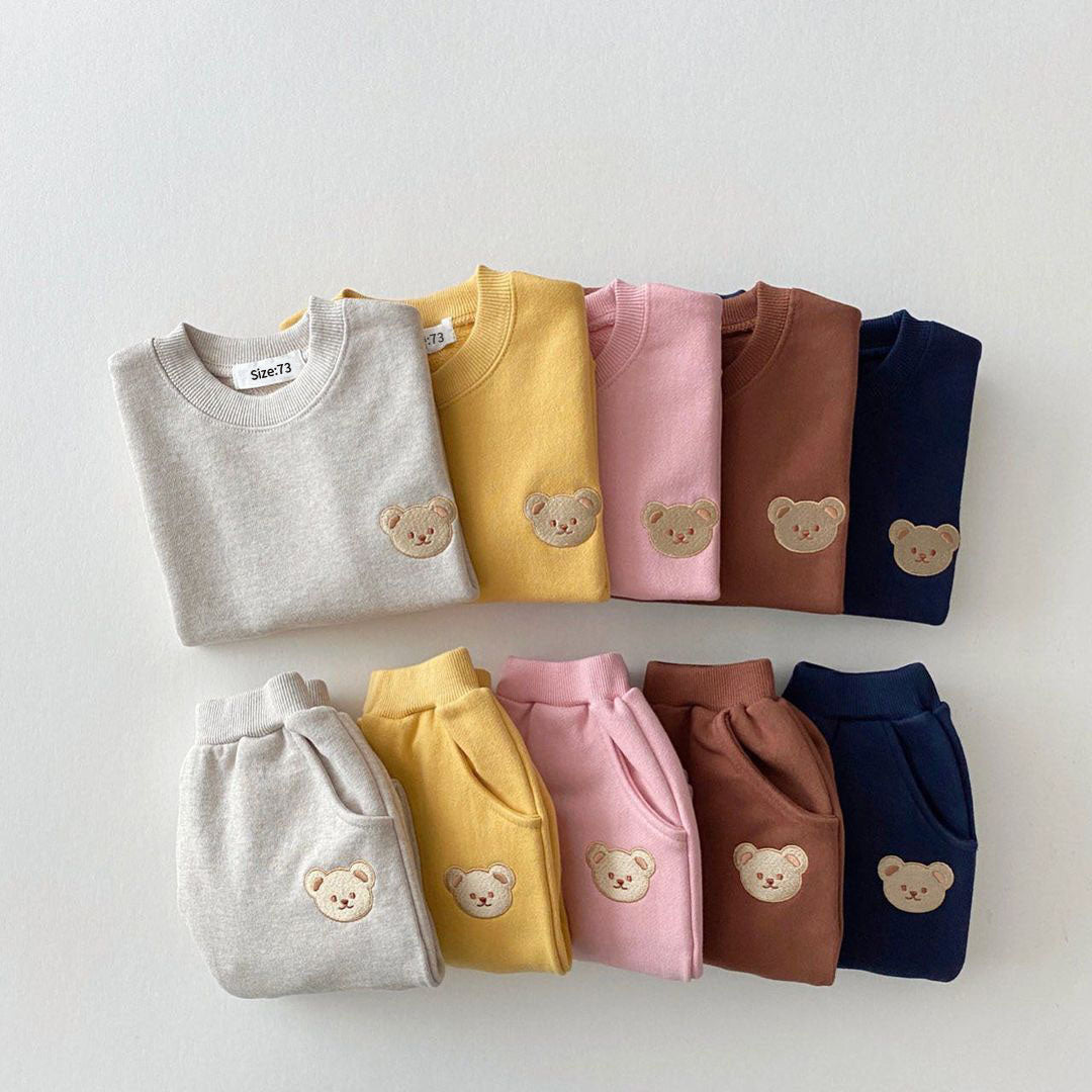 Cozy Kids Jogger Set with Cute Bear Logo - Befez