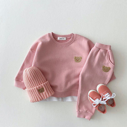 Cozy Kids Jogger Set with Cute Bear Logo