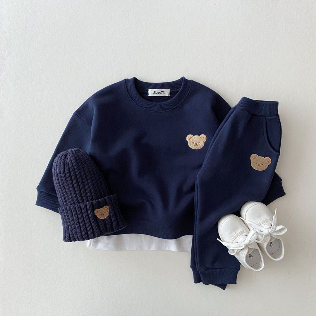 Cozy Kids Jogger Set with Cute Bear Logo