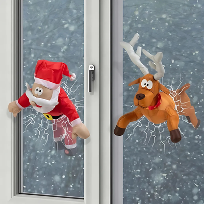 Fun Christmas Window Sticker Santa Reindeer Decor