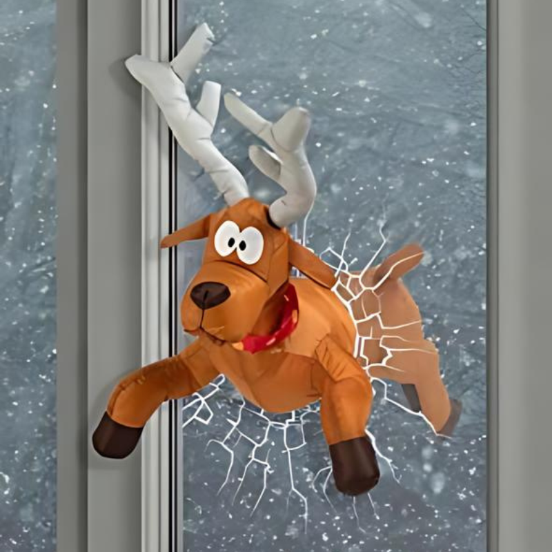 Fun Christmas Window Sticker Santa Reindeer Decor