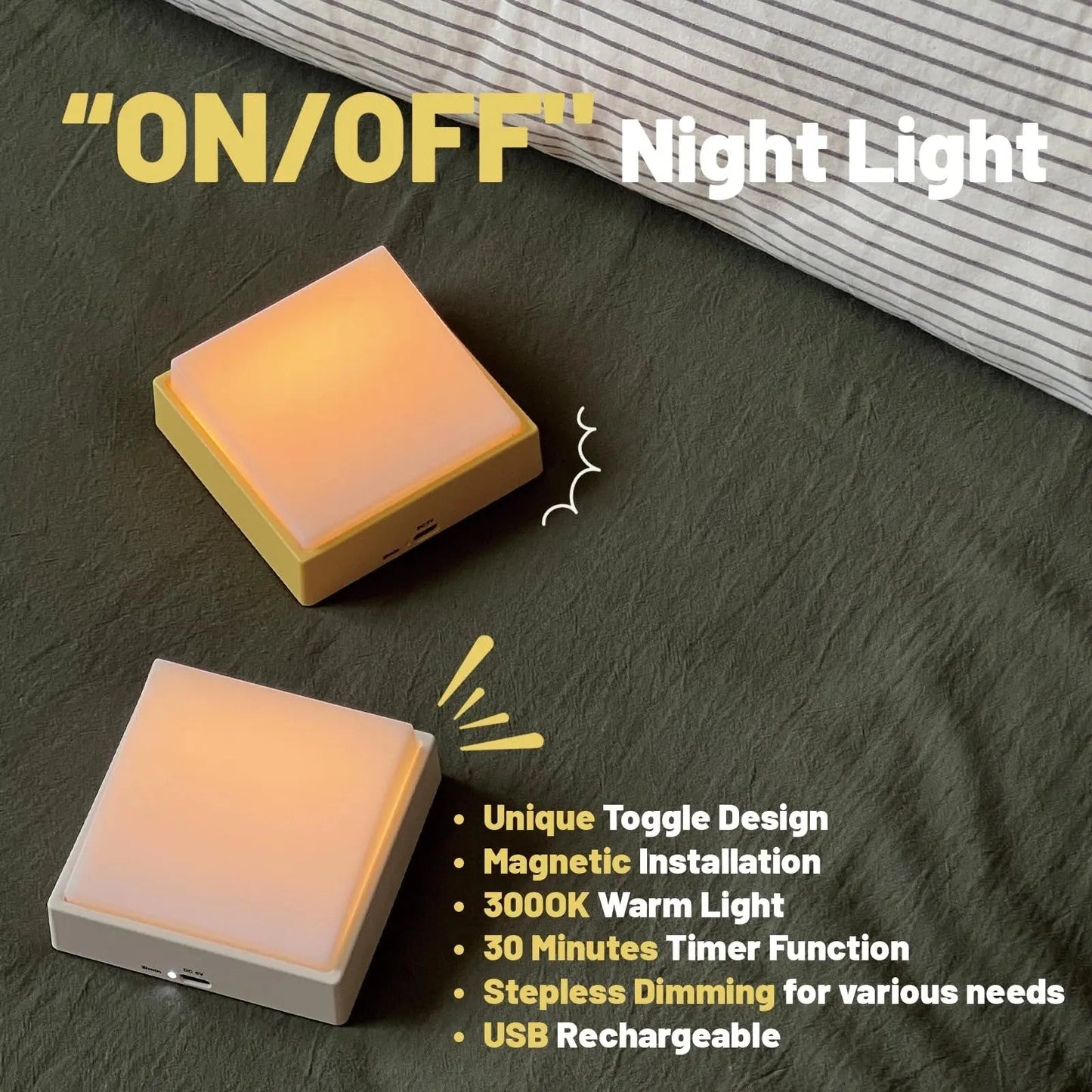 Portable Rechargeable LED Night Lamp with Timer