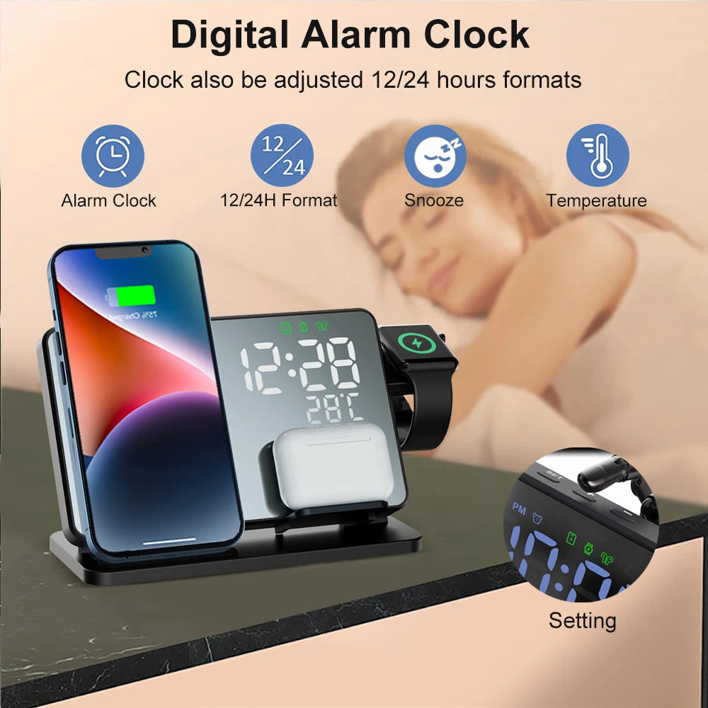 Compact 3-in-1 Wireless Charging Station for iPhone, Watch, AirPods