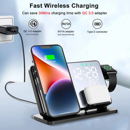 Compact 3-in-1 Wireless Charging Station for iPhone, Watch, AirPods