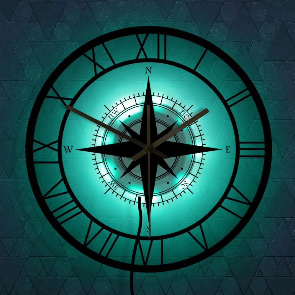 Stylish Quiet Wall Clock with Acrylic Compass
