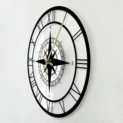Stylish Quiet Wall Clock with Acrylic Compass