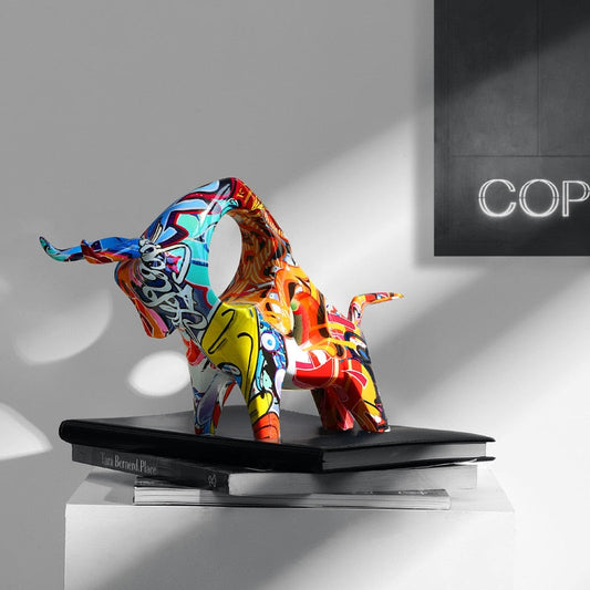 Vibrant Painted Bull Figurine - Befez