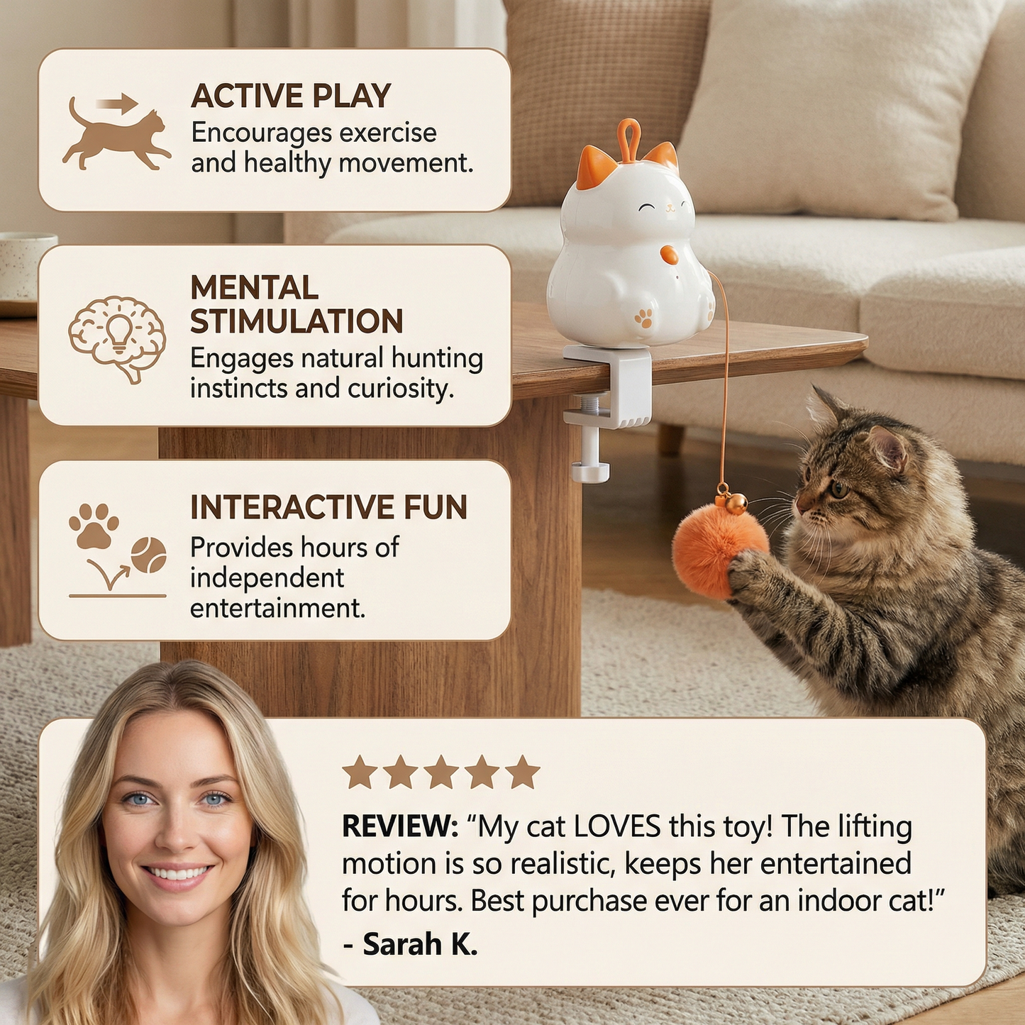 Fun Interactive Cat Toy with Moving Ball