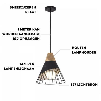Rustic Wooden Metal Pendant Lamp