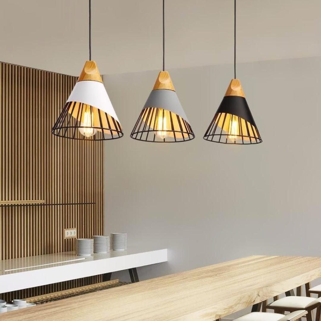 Rustic Wooden Metal Pendant Lamp