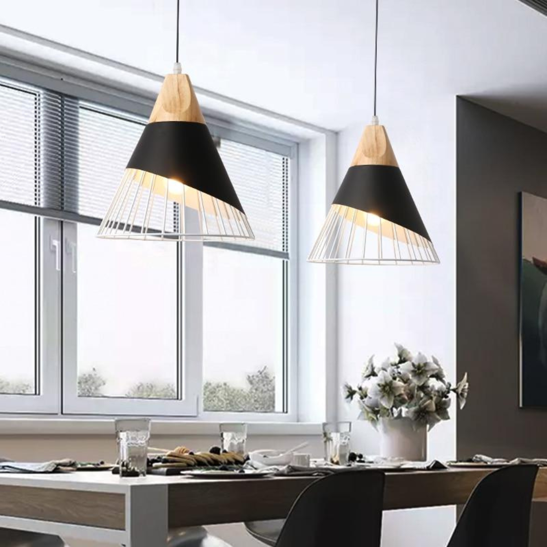 Rustic Wooden Metal Pendant Lamp