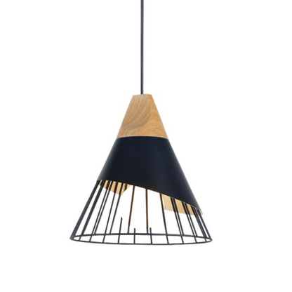 Rustic Wooden Metal Pendant Lamp