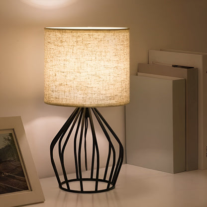 Stylish Table Lamp with Cream Shade and Iron Base