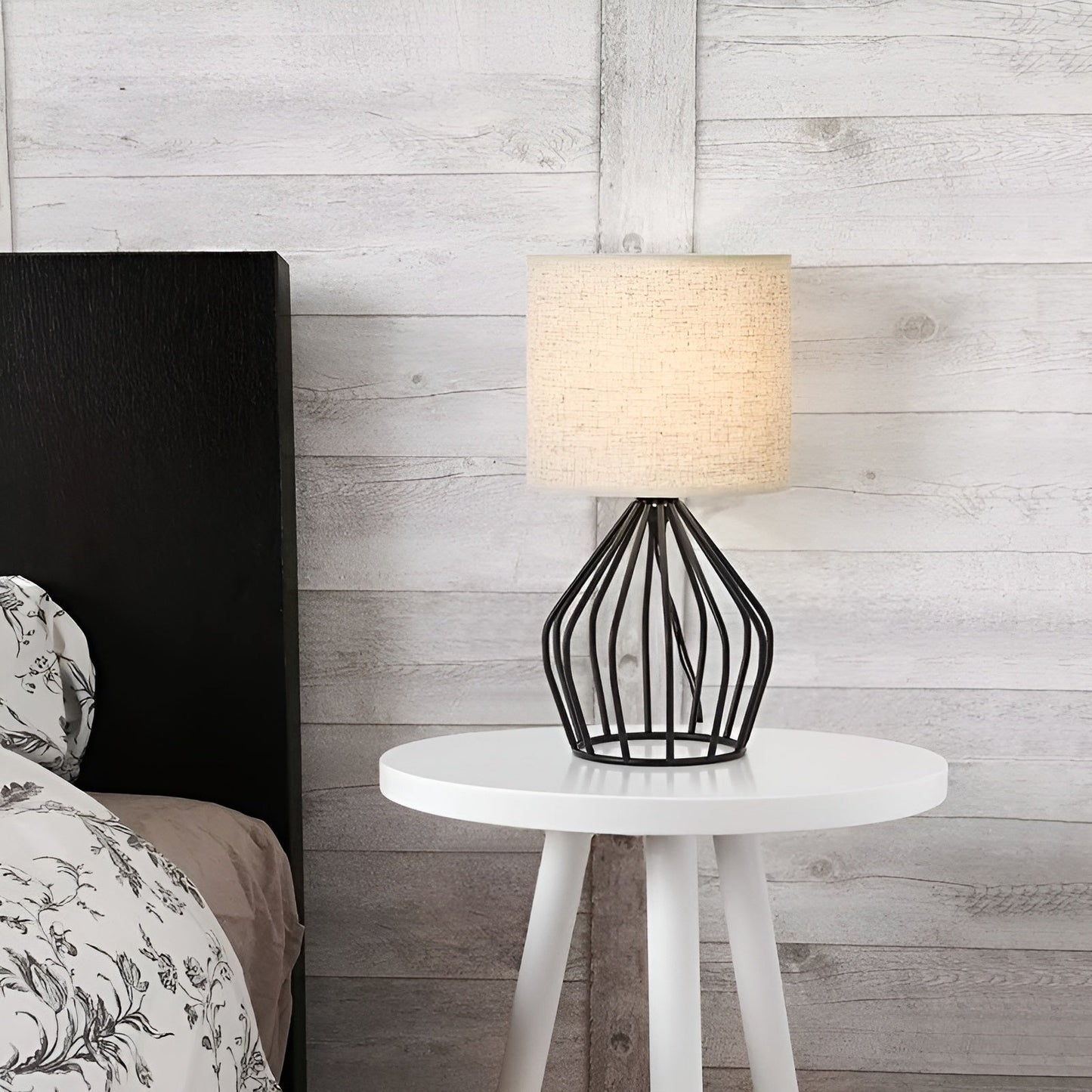 Stylish Table Lamp with Cream Shade and Iron Base