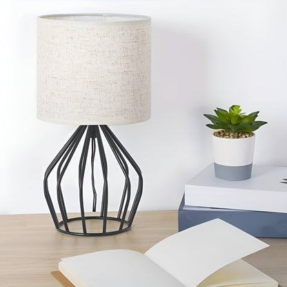 Stylish Table Lamp with Cream Shade and Iron Base