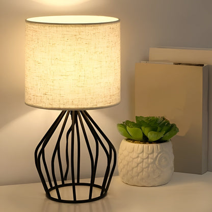 Stylish Table Lamp with Cream Shade and Iron Base