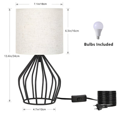 Stylish Table Lamp with Cream Shade and Iron Base