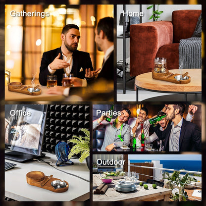 Premium Wood Cigar Ashtray with Whiskey Rest
