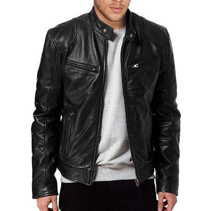 Classic Faux Leather Motorcycle Jacket - Befez