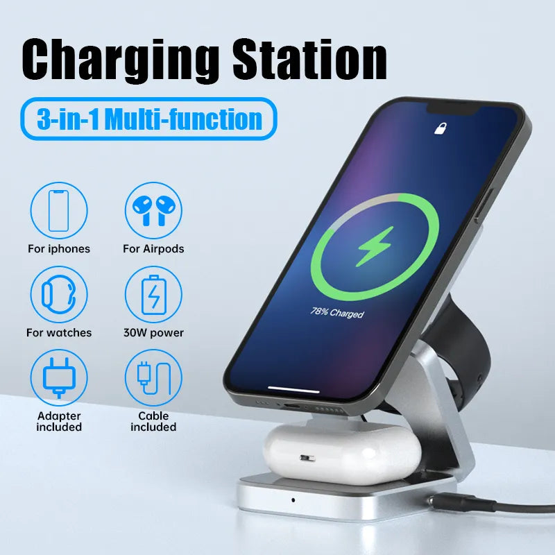 Compact 3-in-1 Foldable Phone Charging Dock