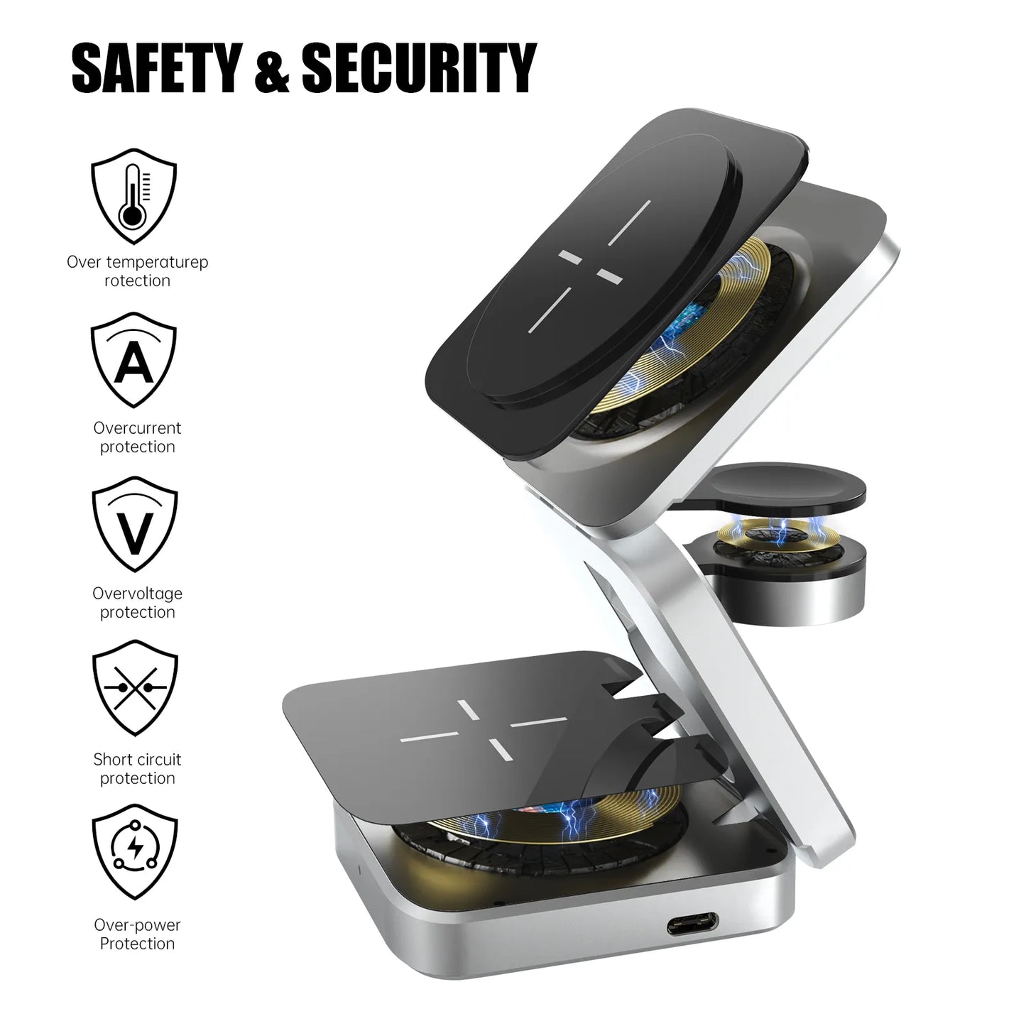 Compact 3-in-1 Foldable Phone Charging Dock