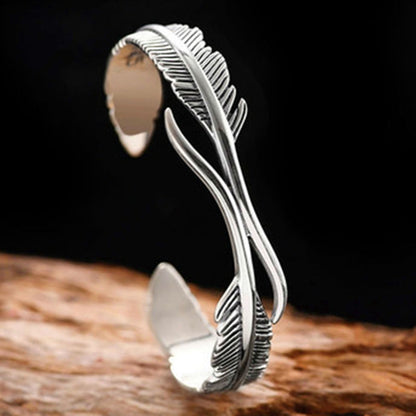 Simple Silver Feather Charm Bracelet