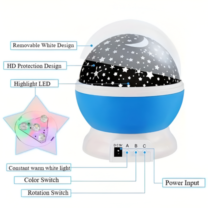 Colorful Galaxy Night Light with Rotating Star Pattern