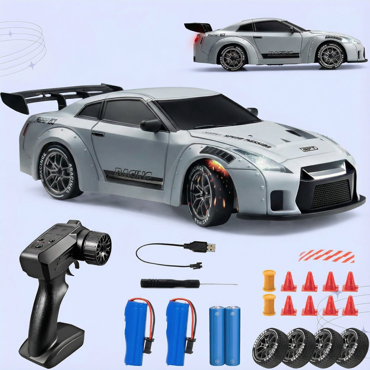 Fast RC Drift Car with LED Lights and 4WD