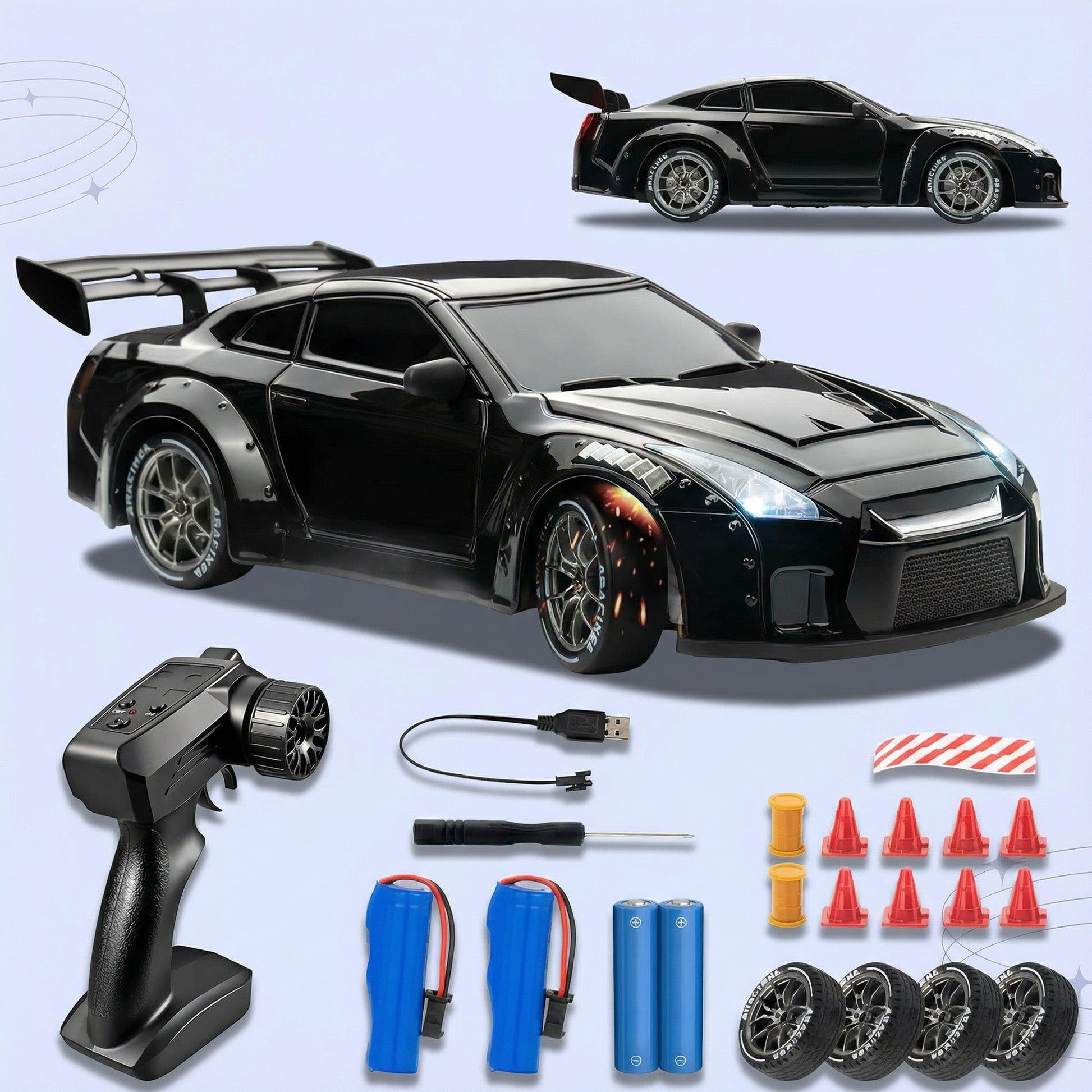 Fast RC Drift Car with LED Lights and 4WD - Befez