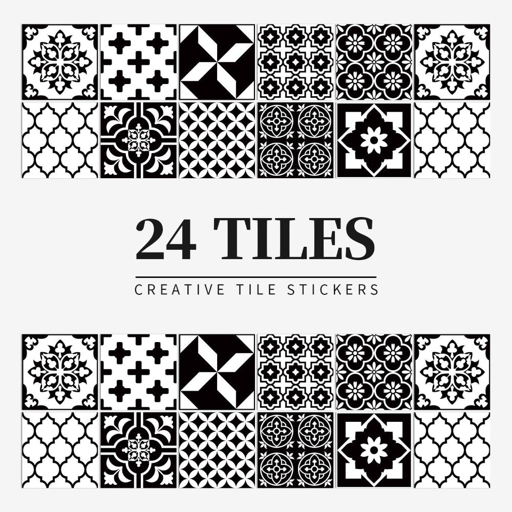 Stylish 24-Piece Vinyl Wall Tile Set