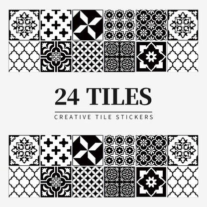 Stylish 24-Piece Vinyl Wall Tile Set