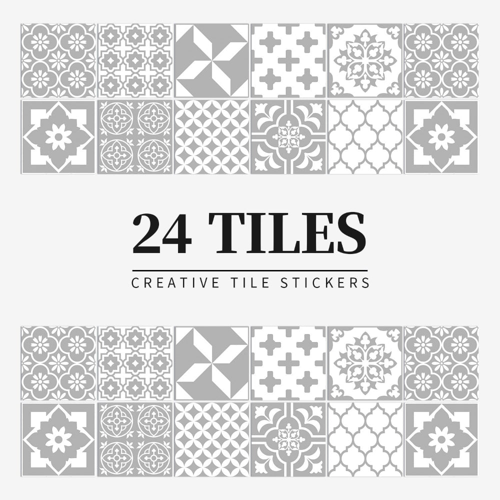 Stylish 24-Piece Vinyl Wall Tile Set