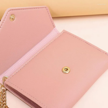 Slim Leather Wallet with Chain Strap